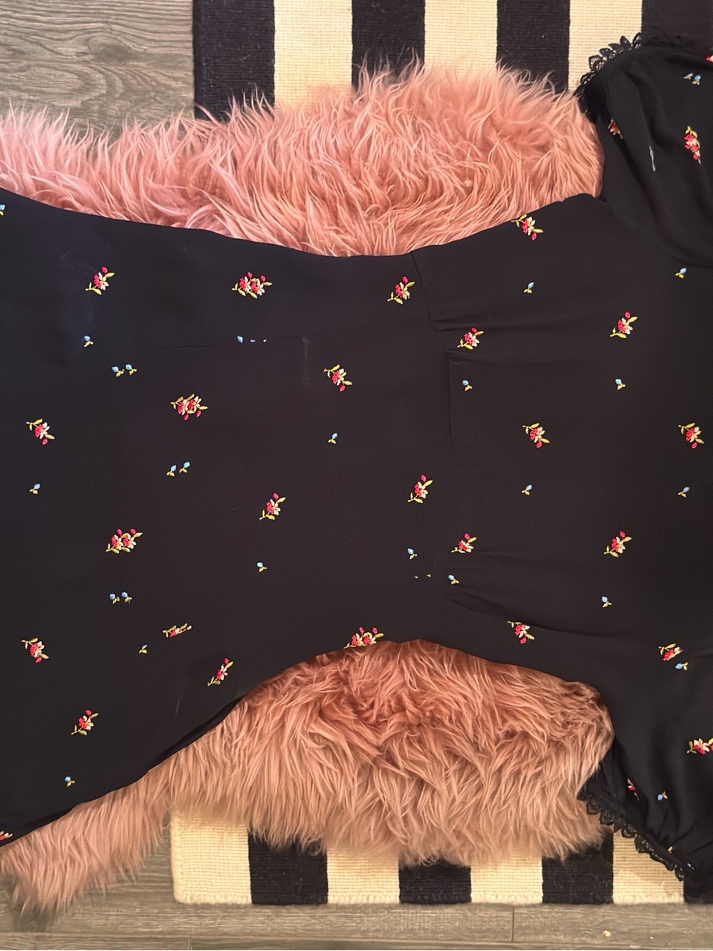 Topshop Black Mini Dress with Pink Floral Print - Picture 7 of 9